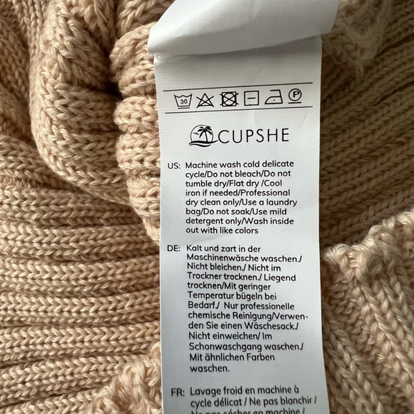 Cupshe Stretchy Elegant Tan Knit Sweater Dress - S - NWT - Picture 9 of 9